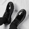 Brand Spring Autumn Men Dress Shoes Lace Up Casual Black Leather Shoes Men Glossy  Loafers Luxury Wedding Party Male Shoes Men