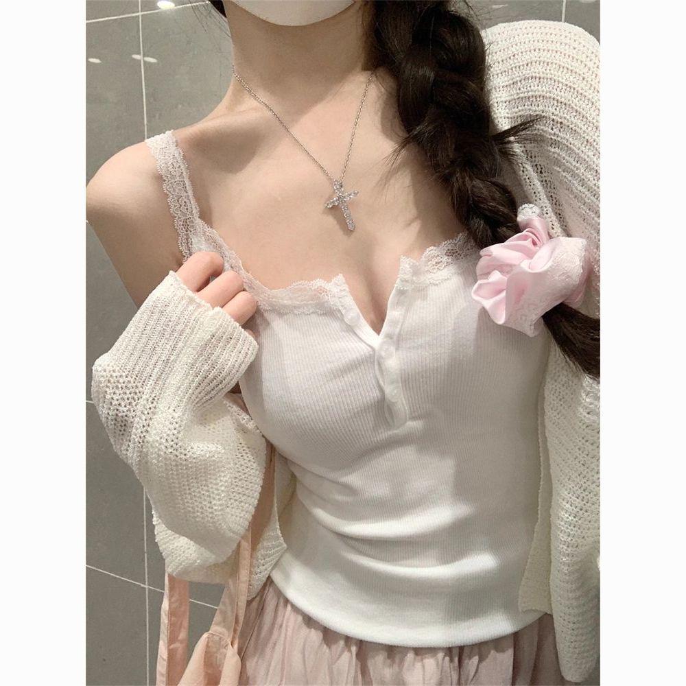 Korean Style Lace Trim Camisole: Women's Slim Fit Summer Vest