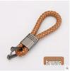 Textured Leather Rope and Gunmetal Keychain with Horseshoe Buckle