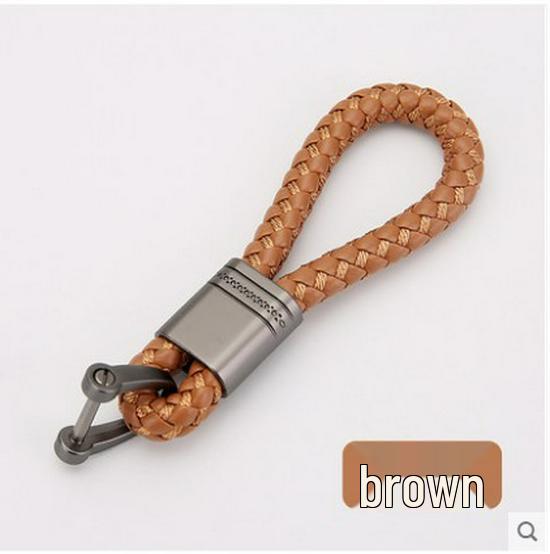 Textured Leather Rope and Gunmetal Keychain with Horseshoe Buckle