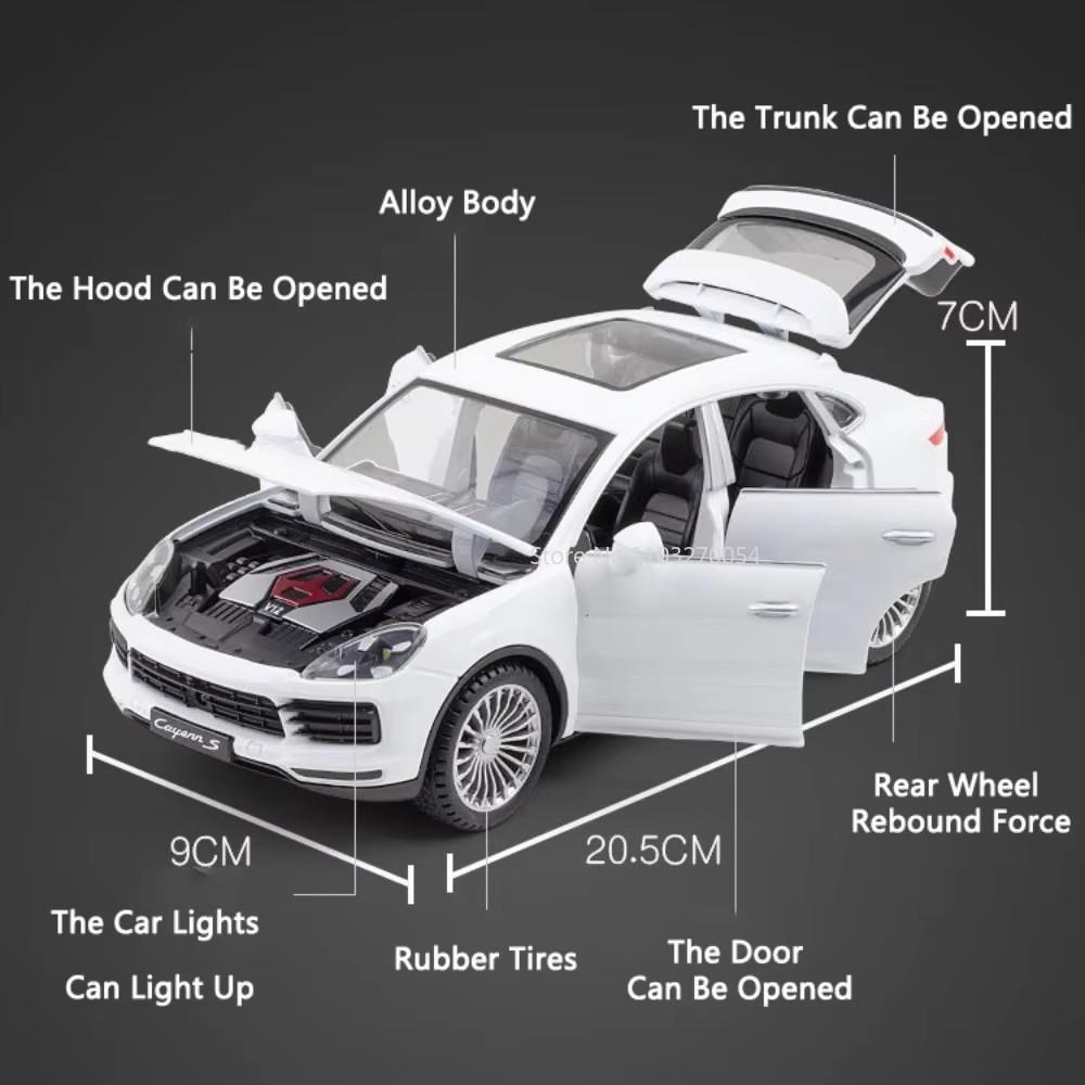 1:24 Alloy Panamera Cayenne S Diecast Miniature Models Toys Car Ornament Sound Light Pull Back Vehices Fashion Decorations Gifts
