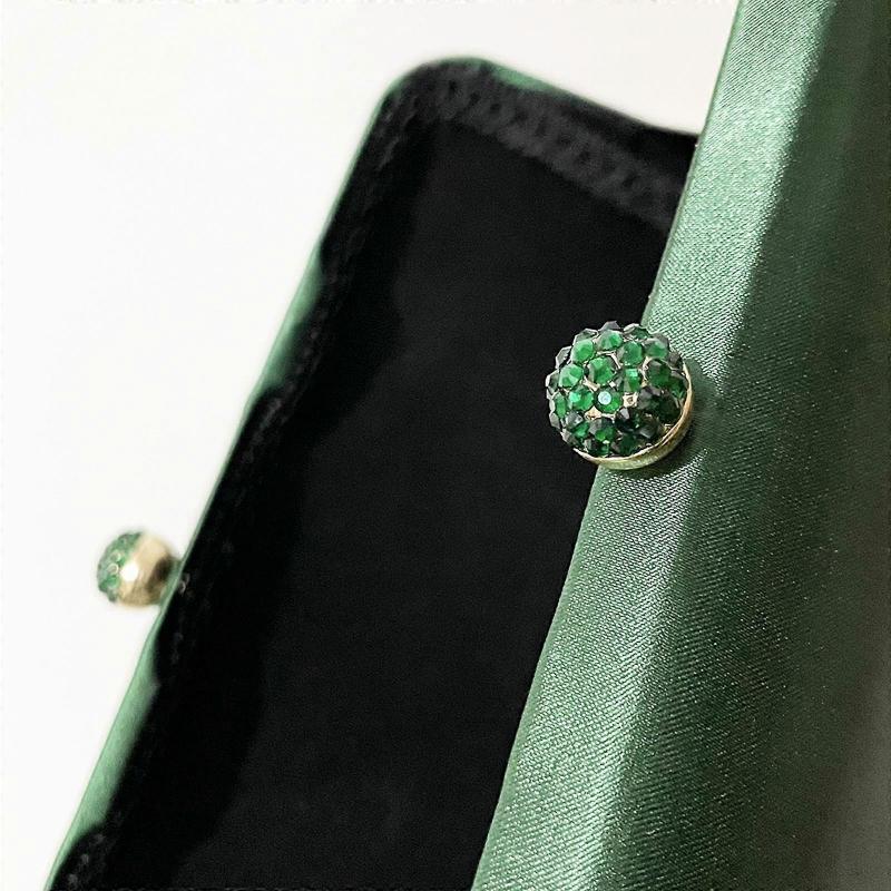 Beautiful for Rhinestone Evening Bag Hard Box Clutch Crossbody Bag All-match Messenger Bag for Evening Party Dating Green