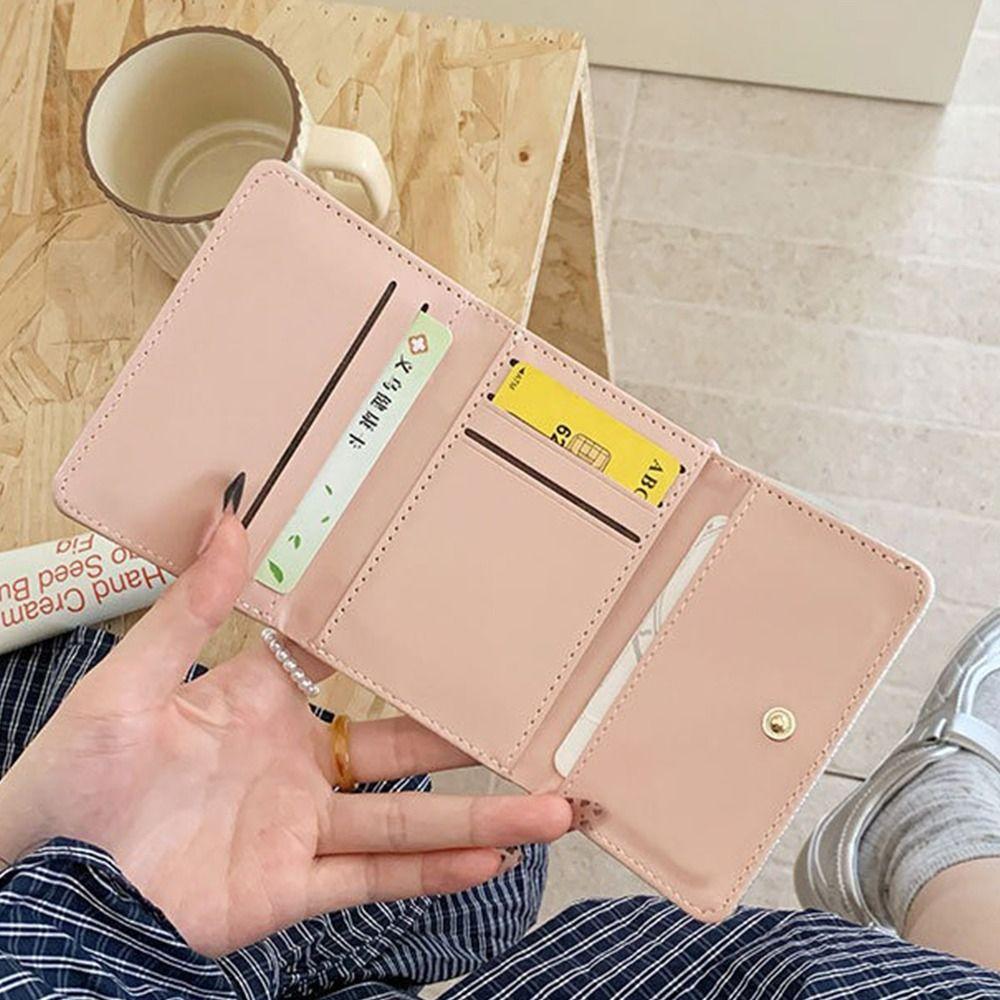 Cute Cat Women Three Fold Wallet Short Student Card Coin Purse Korean Cartoon Money Bag Girls