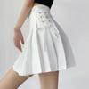 Kvinner miniskjørt Høy midje side snørebånd plissert skjørt Ensfarget A-linje skjørt med fôr bunn Shorts Streetwear