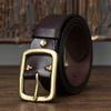 Men's Vintage Vegetable Tanned Leather Belt Brass Buckle Youth Belt Men's Casual All-Matching Trendy