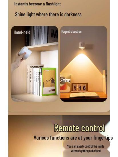 Rechargeable Wireless Magnetic Bedside Reading Light with Remote Control