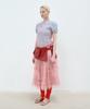 Aobteu Sheer Frill Layered Dress - Salmon Pink