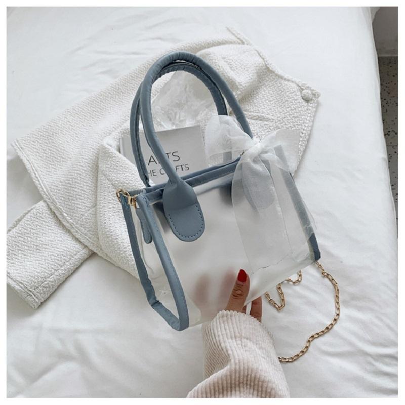 Casual Pvc Transparent Transparent Women'S Messenger Bag Shoulder Bag Handbag Jelly Bag Bow Ribbon Shoulder Bag