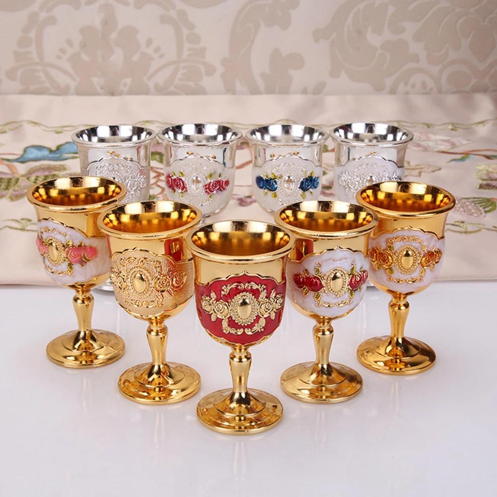 30/40ML Aluminum Alloy Wine Glasses Retro Dinnerware Goblet Vintage European Style Spirit Vodka Champagne Glasses Bar Home Decor