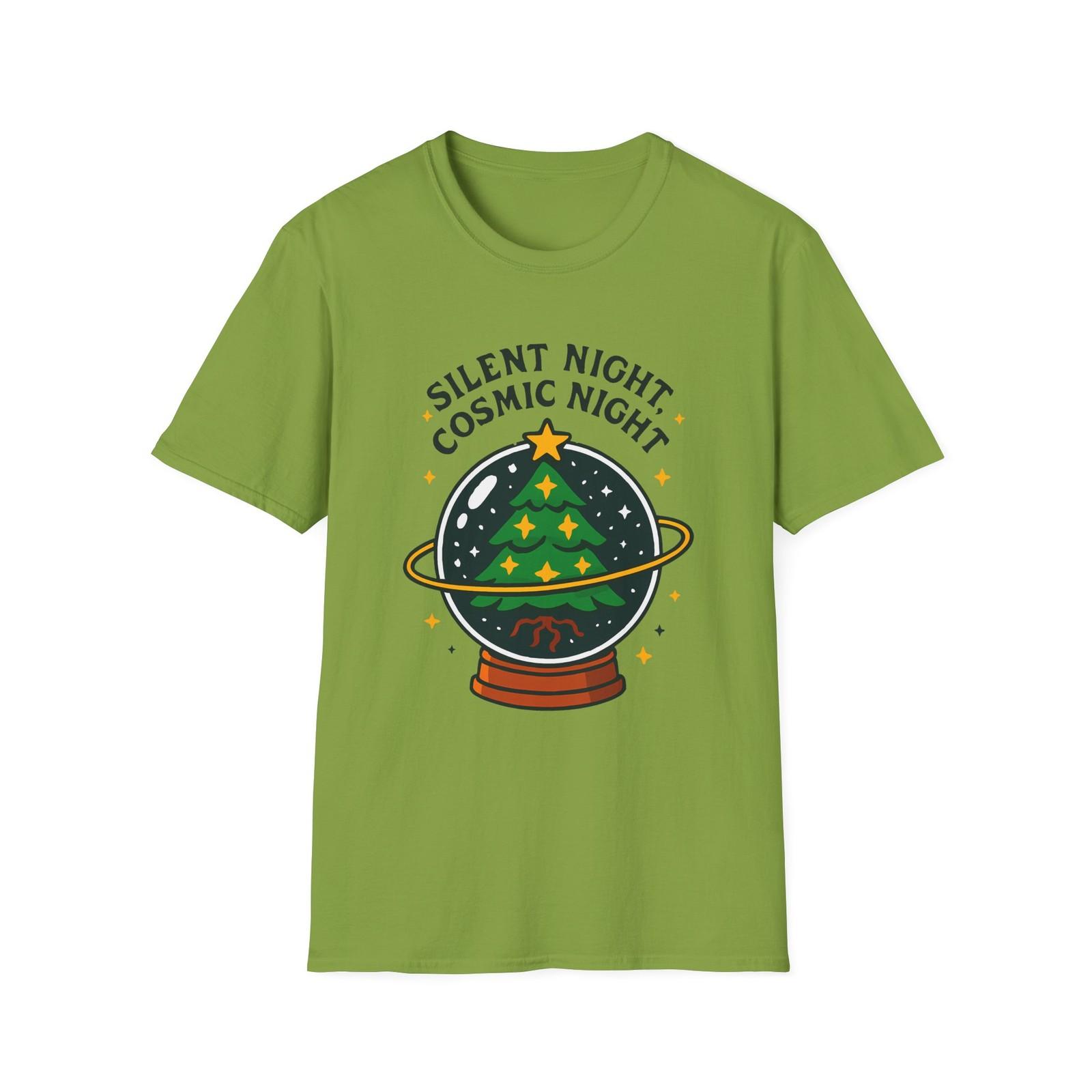 Unisex Softstyle T-Shirt Mens Womens Tees Top Surreal Cosmic Christmas Tree Snow Globe Holiday S
