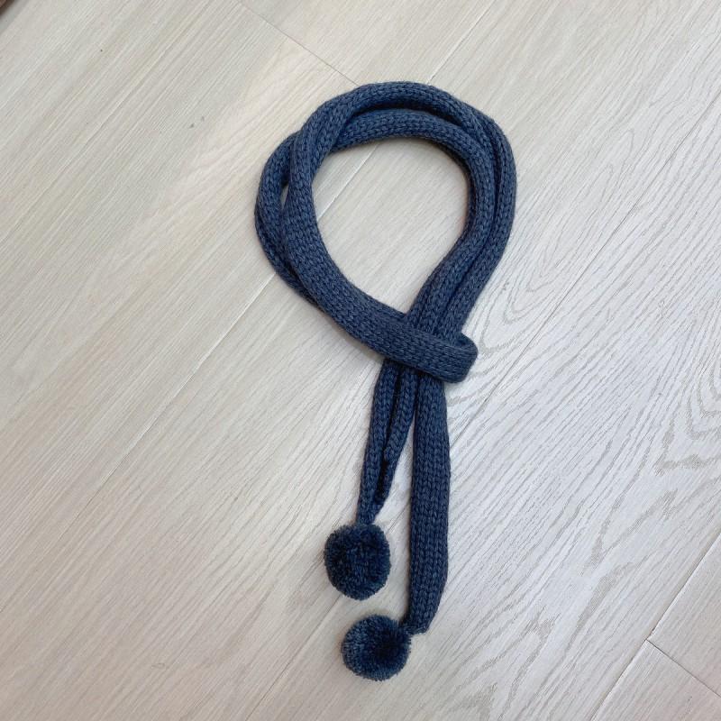 Knitted Narrow Scarf With Tassel Pendant Women Soft Wool Blend Winter Accessory Daily Wear