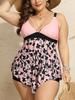 Sexy 2025 Patchwork Strapped 2 Piece Plus Size Tankini Women Hollow Push UP Swimsuit High Waist Backless Bathing Suit