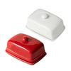 Porta burro in ceramica di forma rettangolare moderna con finiture lisce, vassoio da portata multiuso adatto per frigorifero di cucina