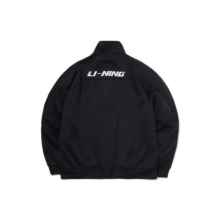 Li Ning Printed Logo Stand Collar Knitted Jacket Men Jacket Standard-Black AFDP789-1