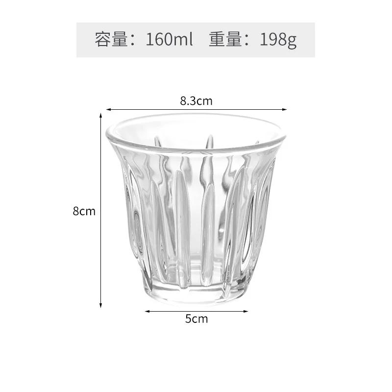 Taza de Café de Vidrio de 90-200ML Taza de Espresso con Raya Artística Anti-quemaduras para Moca Jugos Cócteles Tazas de Café para Latte Cappuccino Té Cafetería
