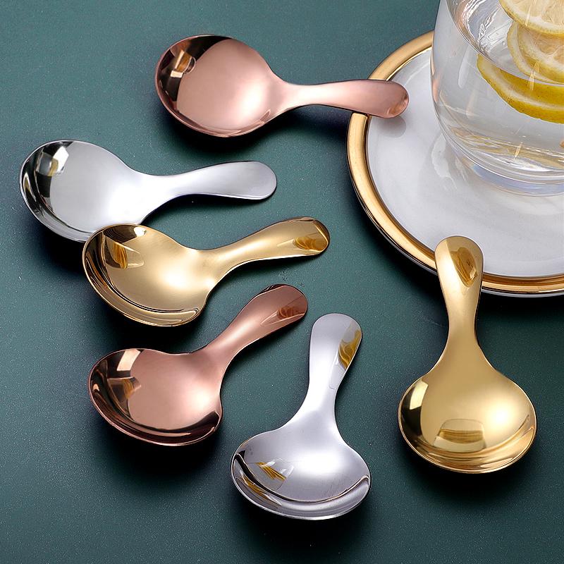 Stainless Steel Short Handle Spoon - Ideal for Ice Cream, Coffee, Dessert, and Children's Tableware