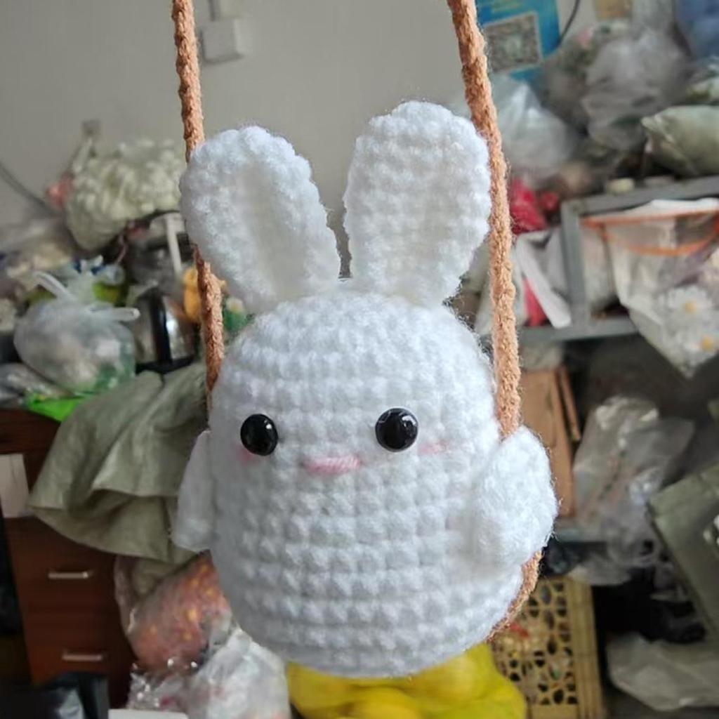 2024 Hand-Knitted Cute Rabbit & Frog Car Hanging Ornament