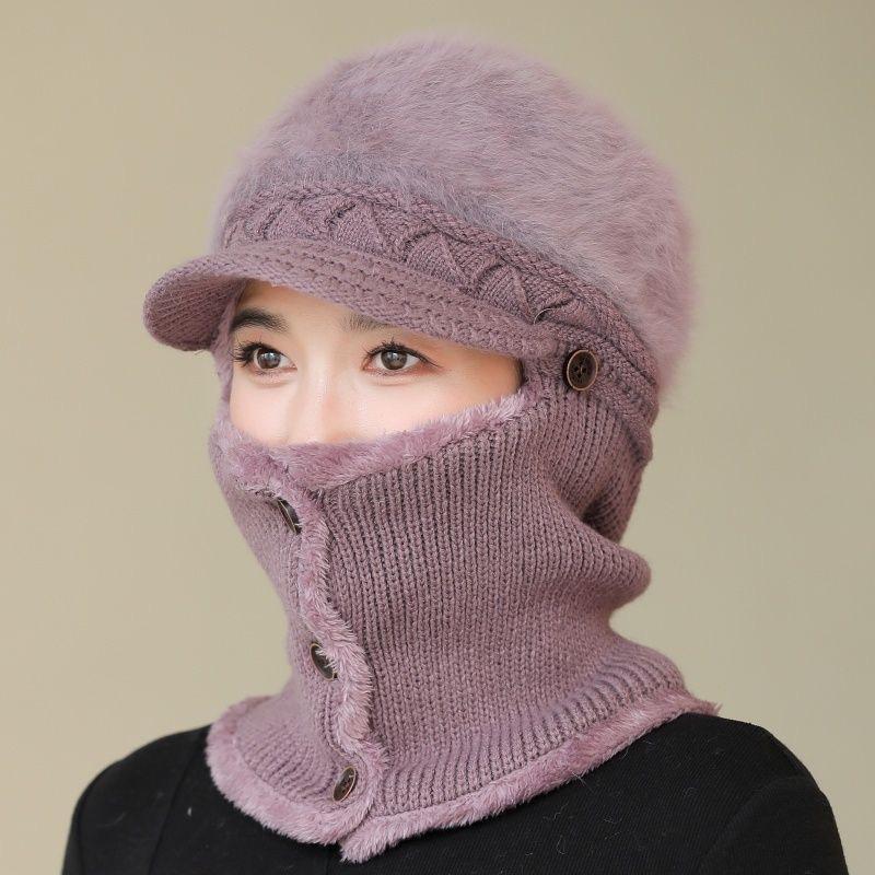 

Новые женские зимние шапки с пуговицами, сохраняющие тепло, женские ветрозащитные, утепленные, утепленные шапки-балаклавы 55cm-60cm светло-фиолетовый