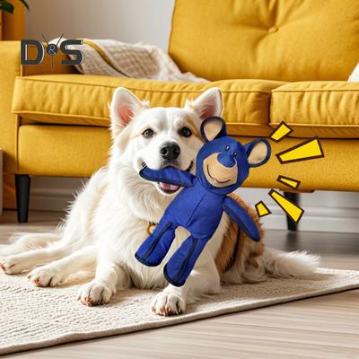 Unbreakable Bear Dog Chew Toy for Aggressive Chewers Indestructible Stuffed Plush Bear Interactive Squeaky Toy for Small Medium Large Dogs