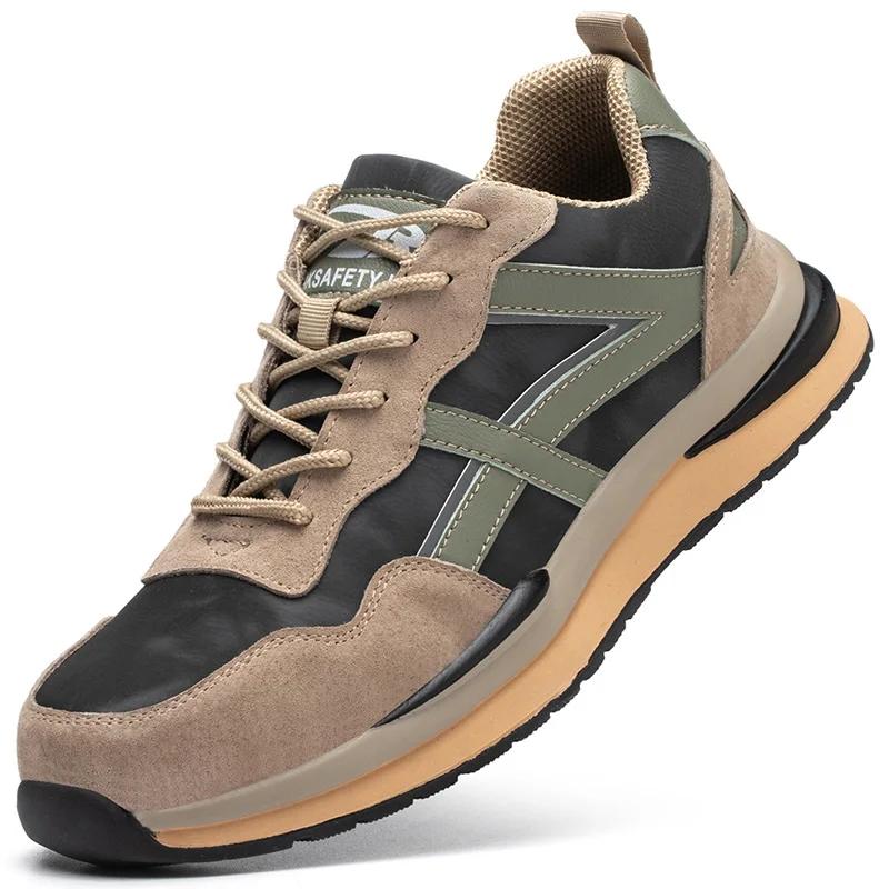 Waterproof Work Safety Shoes Steel Toe Cap Reflective Strip Indestructible Anti-smash Men Sneakers Construction Male Footwear