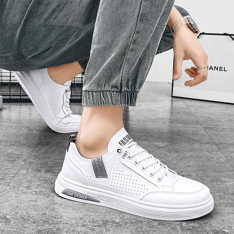 Fashion Original Leather Casual Shoes Men Trendy White Slip-on Men's Sneakers Comfortable Flat Skateboard Shoes Men Zapatos Para Hombre