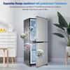 106L Energy-Saving Mini Fridge, 60L Fridge and 46L Freezing Machine, 7 Temperature Settings, Silver Color Door, Black Body, Led Lighting, Adjustable