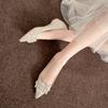 Sequined Flat-soled Heightening Wedding Shoes 2025 Xiuhe Main Wedding Dress Two Wear Crystal Bridal Shoes with Dress French Bridesmaid Shoes