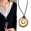 Elegant Autumn Winter Metal Hollow Round Pendant Necklace Adjustable Sweater Chain Alloy Texture Present for Women Girls