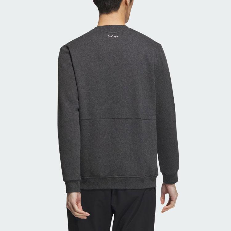 Adidas Go-To Crewneck Sweatshirt Solid Logo Golf Long Sleeve Sweatshirt Men Sweatshirt Metallic-Black IA2609