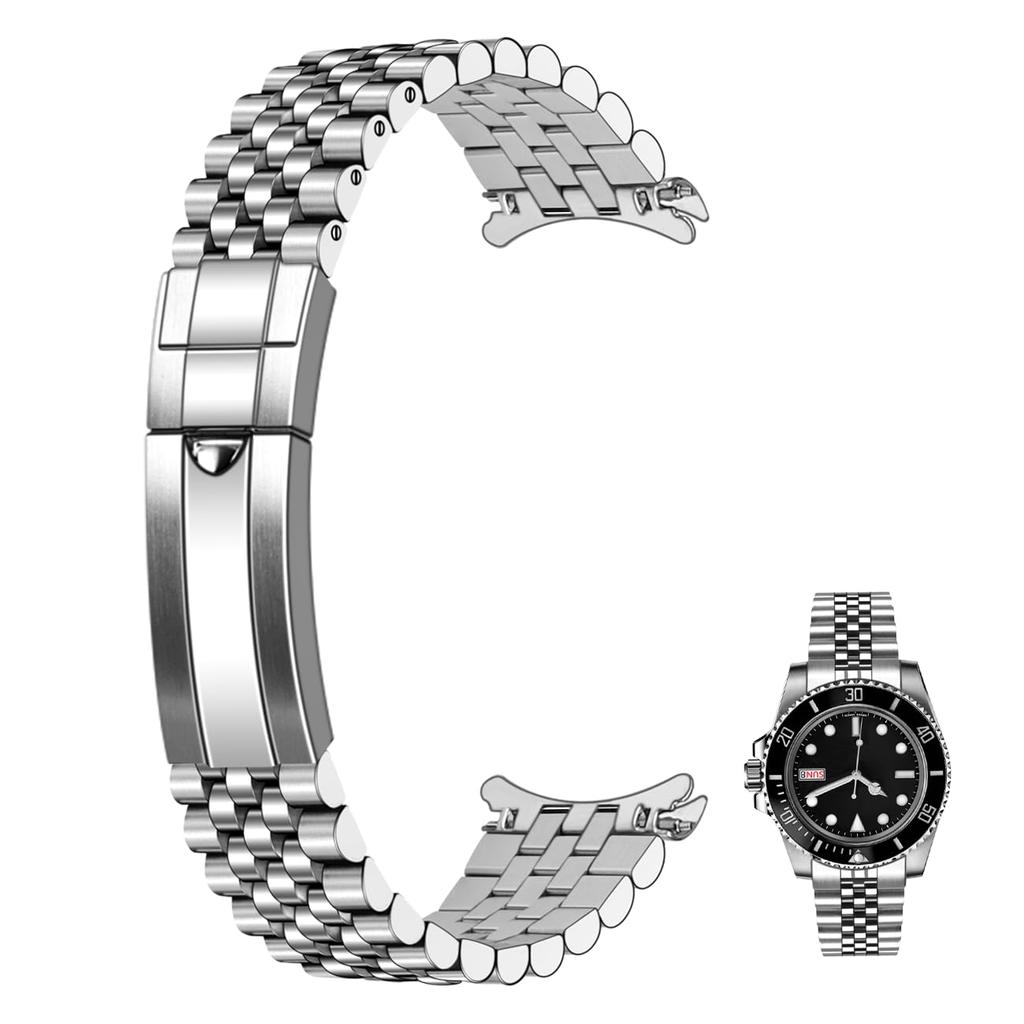 Kai Tian Stainless Steel Classic Dive Buckle Watch Polished Medium Brushed Premium Metal Watch Silver No Jewels Strap, 20mm/22mm, Finish, Setting,