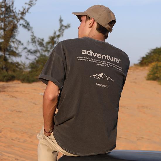 Flook Adventure Font Pigment Oversized Short Sleeve T-Shirt / 5 Colors