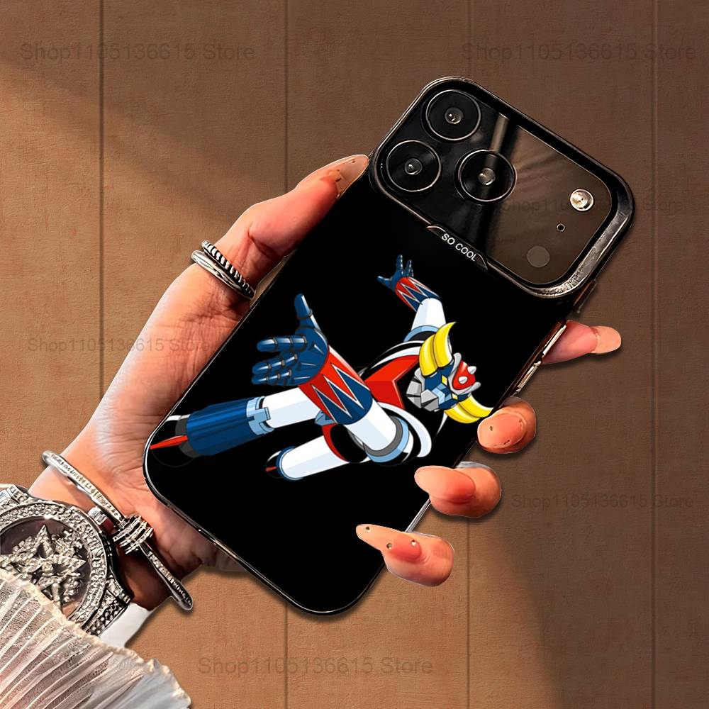 R-Robot G-Goldorak Anime UFO Phone Case For iPhone 16,15,14,17,13,12,11,Mini,Pro,SE,XS,MAX,Black Matte Silicone Cover