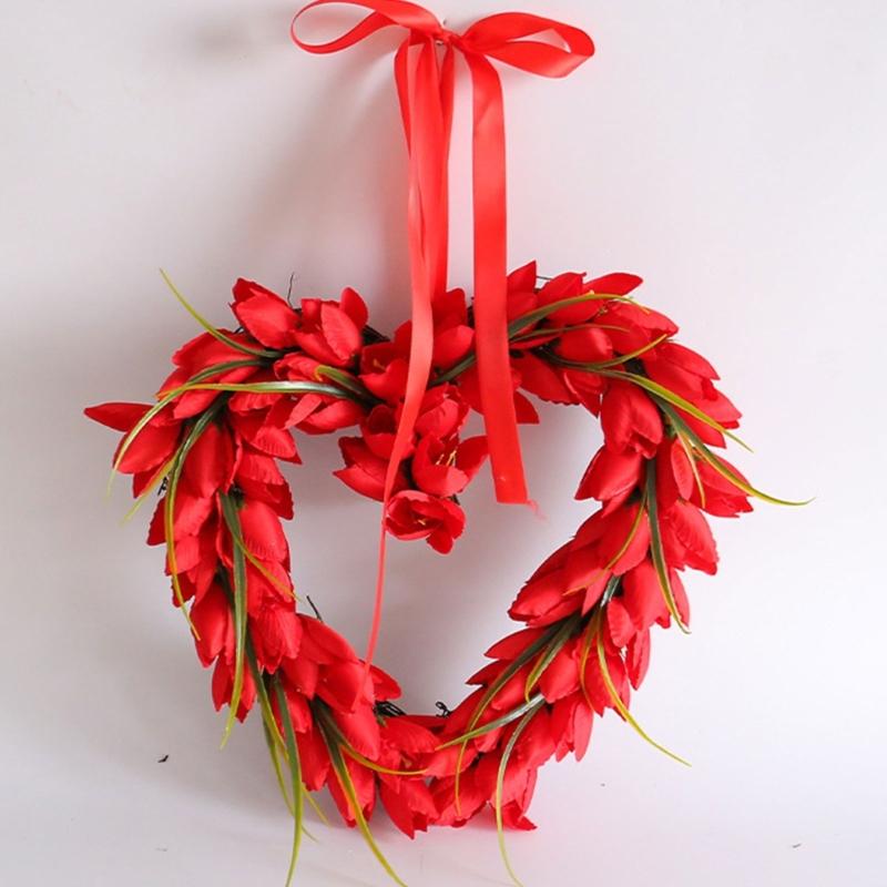 Valentines Day Wreath Pendant Tulips Love Garlands Decoration Proposal Scene Layout Props Valentines Day Garlands Party