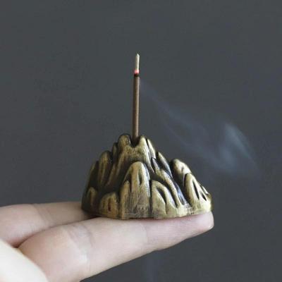Home Office Decor Pure Copper Incense Burner Teahouse Ornaments Mini Mountain Incense Stick Holder Creative Aromatherapy Censer
