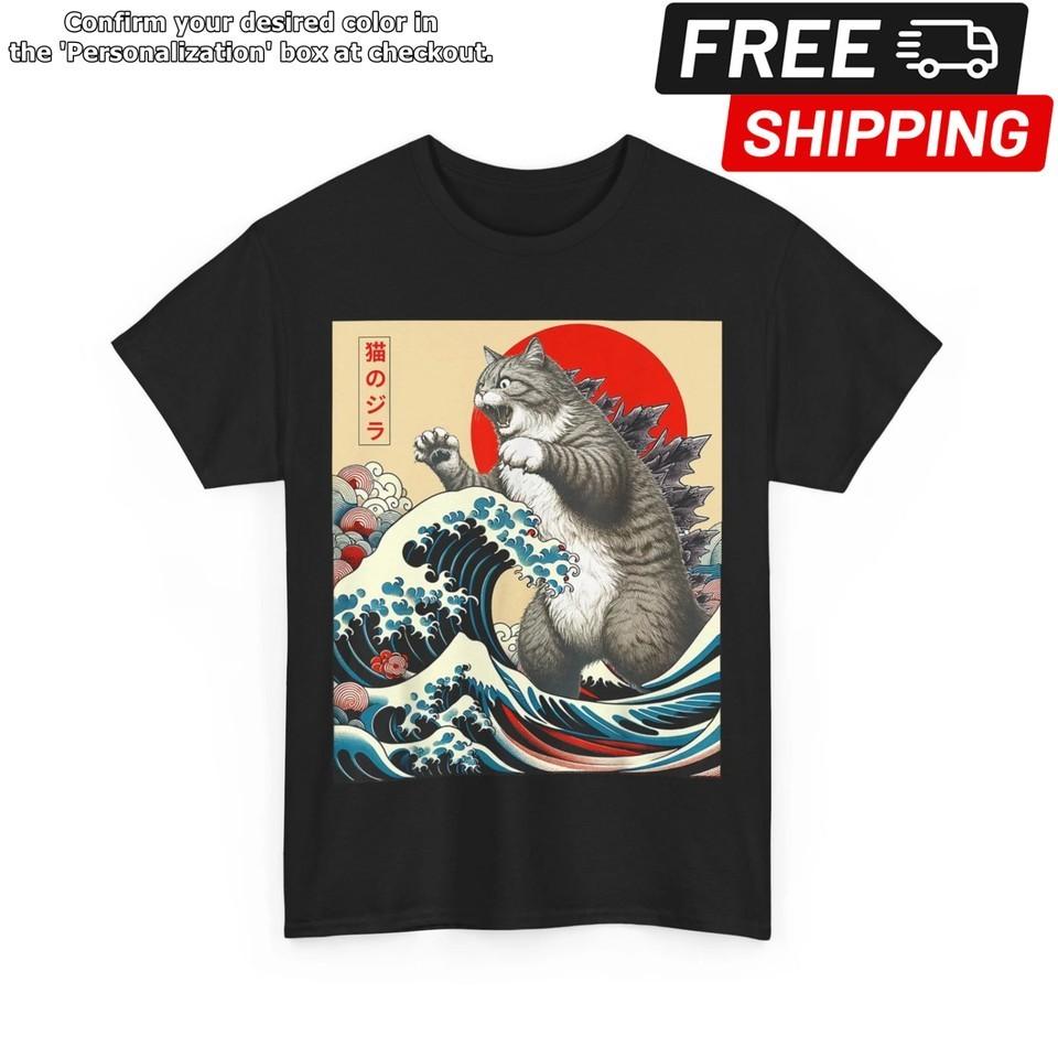 

Catzilla Cat Japanese Art Funny Cat Gifts For Men Women Kid TShirt Unisex T-Shirt S