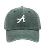 Letter A Printed Washed Cotton Adjustable Baseball Cap Classic Snapback Dad Hat Breathable Golf Fishing Outdoor Sun Cap