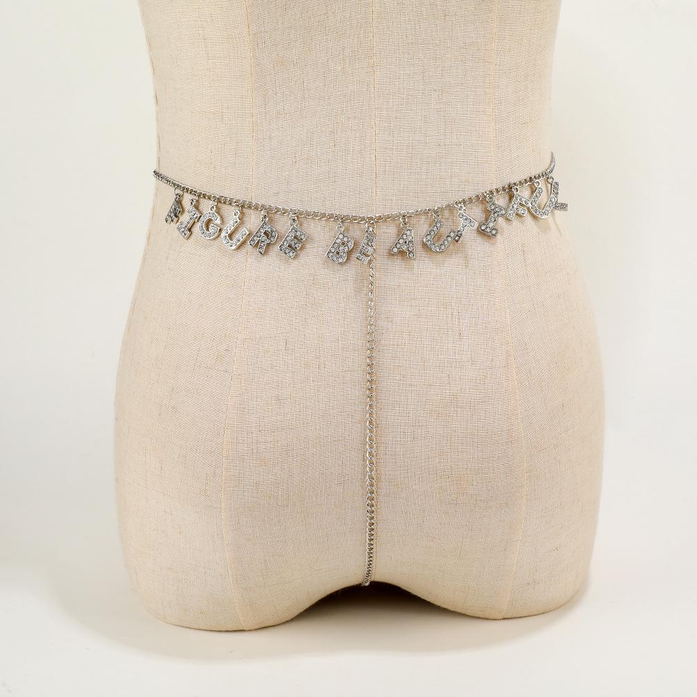 Модная цепочка на талию, многослойная хип-хоп рок-цепочка, многоэлементный алфавитный лоскутный пояс, панк-цепочка для тела