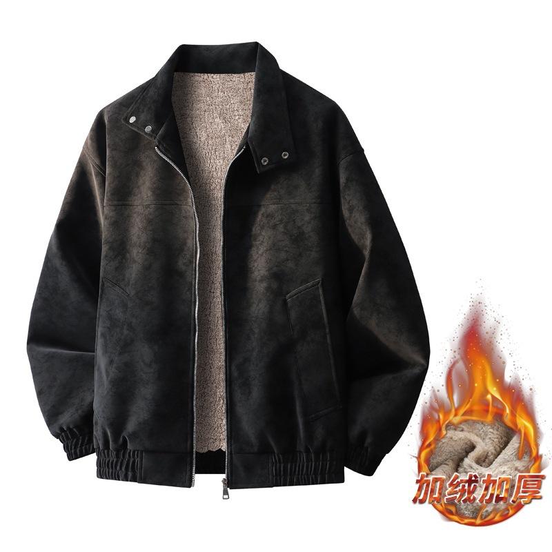 Leather jacket jacket men's autumn and winter velvet warm new American retro fashion versatile locomotive clothing leather jacket men