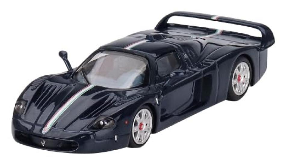 BBR MODELS Scale Maserati MC12 Stradale Blue Metallic with Stripes 1/64 (Finished Model)