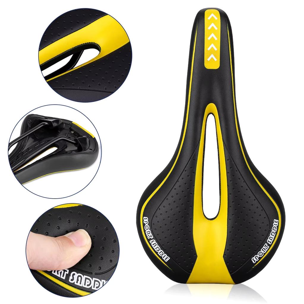 Mountain Road Bike Seat Comfortable Soft Cycling Cushion Exercise Bike Saddle PU Leather Gel Filled Shockproof Bicycle Saddle
