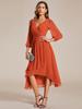 Ever-Pretty Women's Long Sleeve V-Neck Pleated High Low Chiffon Wedding Guest Dress