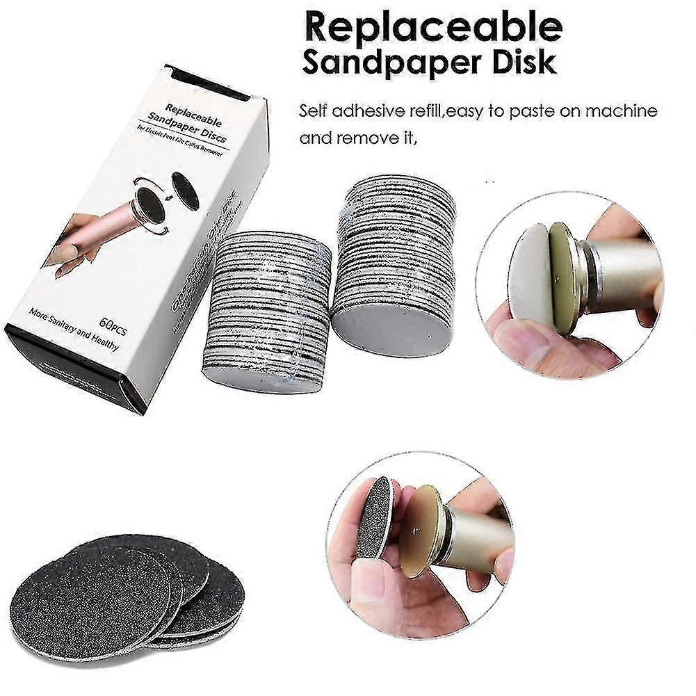 A Professional Electric Foot File and Callus Remover with Adjustable Speed and 60pcs of Replacement Sandpaper Disks.