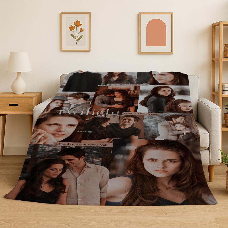 Classic Twilight Saga Edward Bella Flannel Blanket Soft Warm Throw Blanket for Bedroom Living Room Bed Travel Camping Picnic