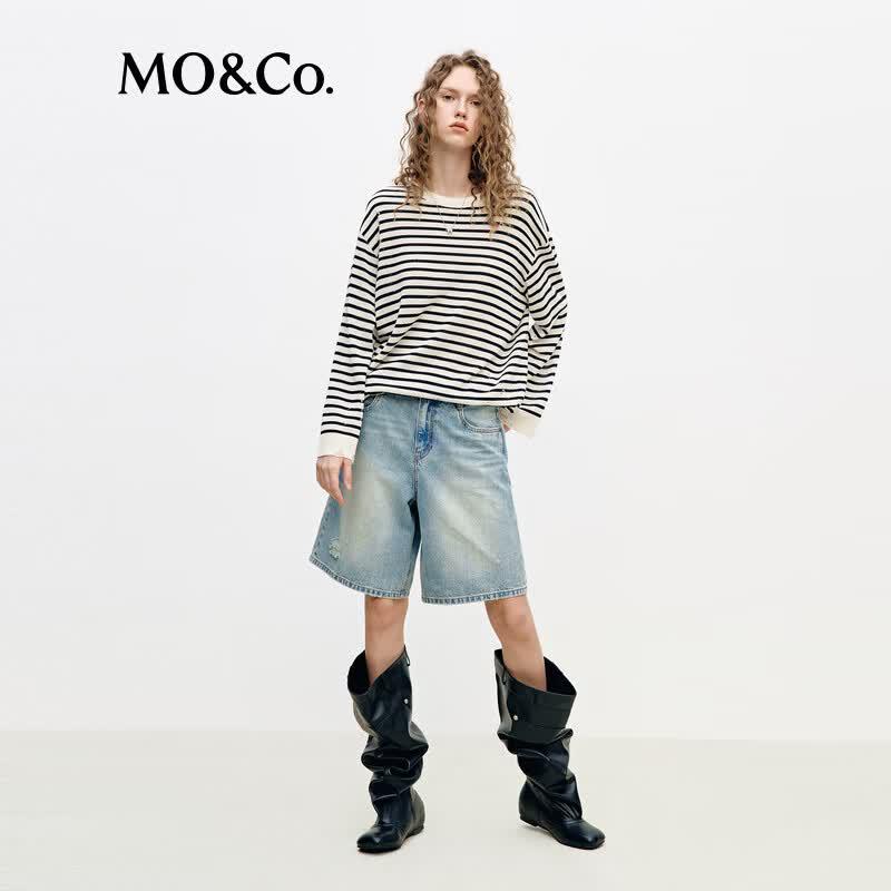 MO&Co. Spring Knitted Pullover with Linen Blend