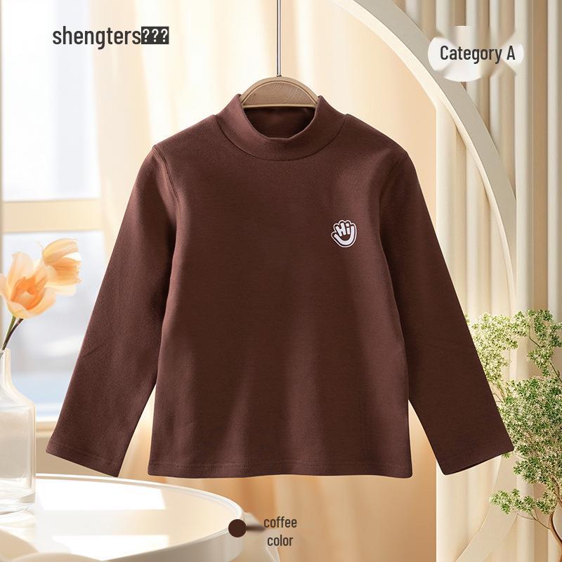 Shengte Shi Kids' Cotton Base Layer Warm Turtleneck Top for Fall/Winter