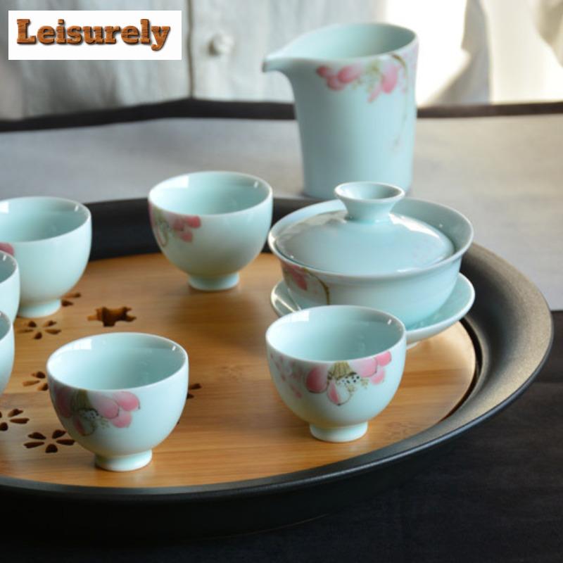 900ML Japanese Bamboo Cover Black Pottery Pot Bearing Holder Plum Blossom Water Storage Tea Tray Circular Dry Soaking Table Gift