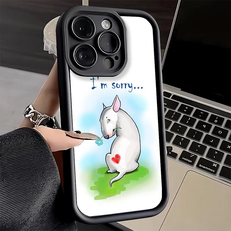 Phone Case for iPhone 17 Air 16E 15 16 Pro Max Bull Terrier Dog Cute Puppies Cover 14 Plus 13 12 Mini Soft Shell Silicone Fundas