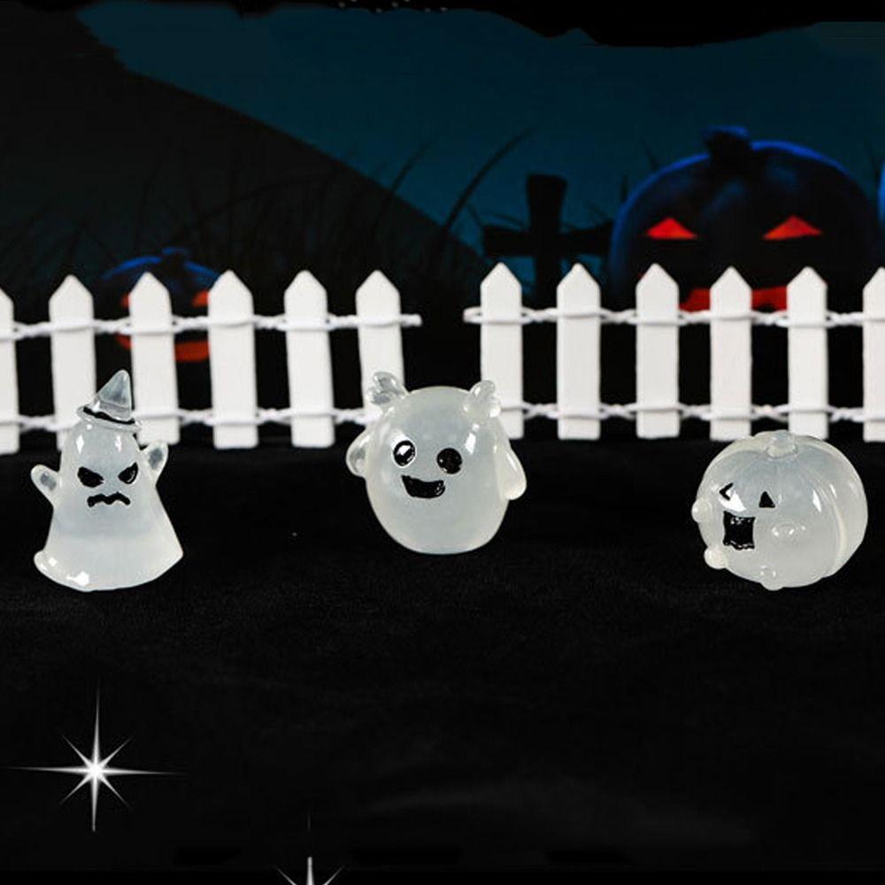 8pcs Cartoon Halloween Luminous Ghost Figurines Halloween Pumpkin Ghost Decor  Bar Home Decor