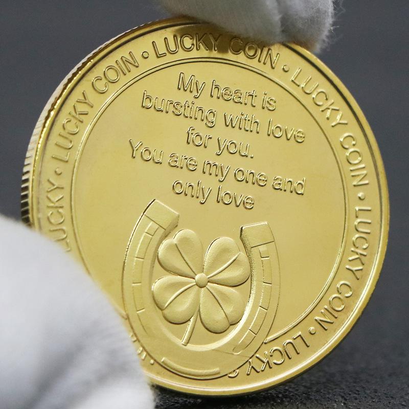 Moneta della Confessione in Oro Quadrifoglio - Gettoncino Dorato Portafortuna Regalo