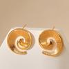 Exaggerated Retro Spiral Vortex Horn Design 18k Gold Plated Earrings